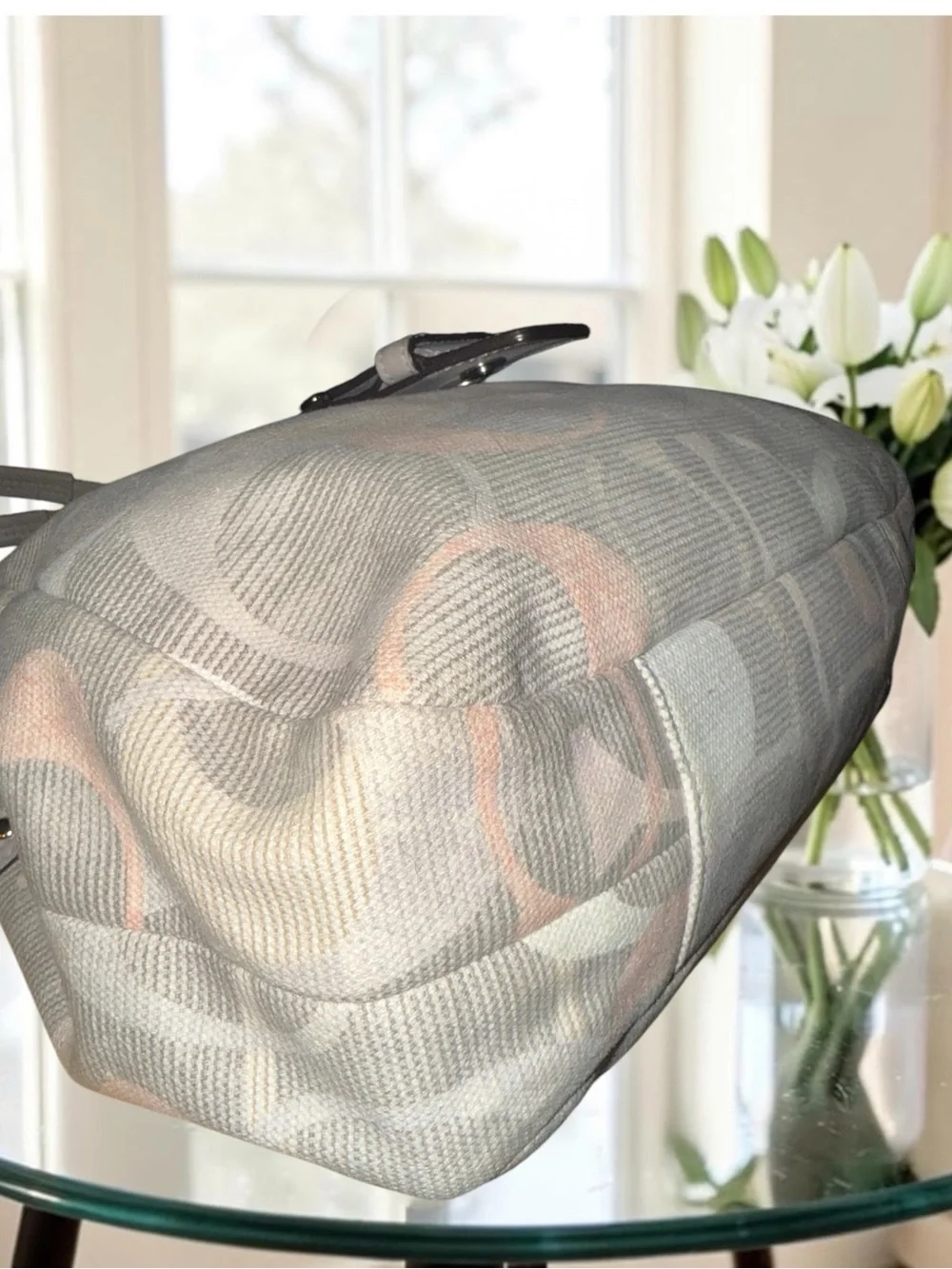 Coach 2012 Soho Optic C Lynn Hobo Bag Pastel Signature Canvas Pink Beige